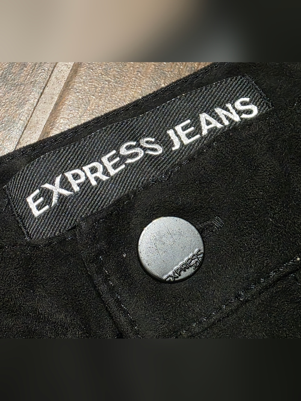 Express Black Suede-Look Button Front Mini Skirt